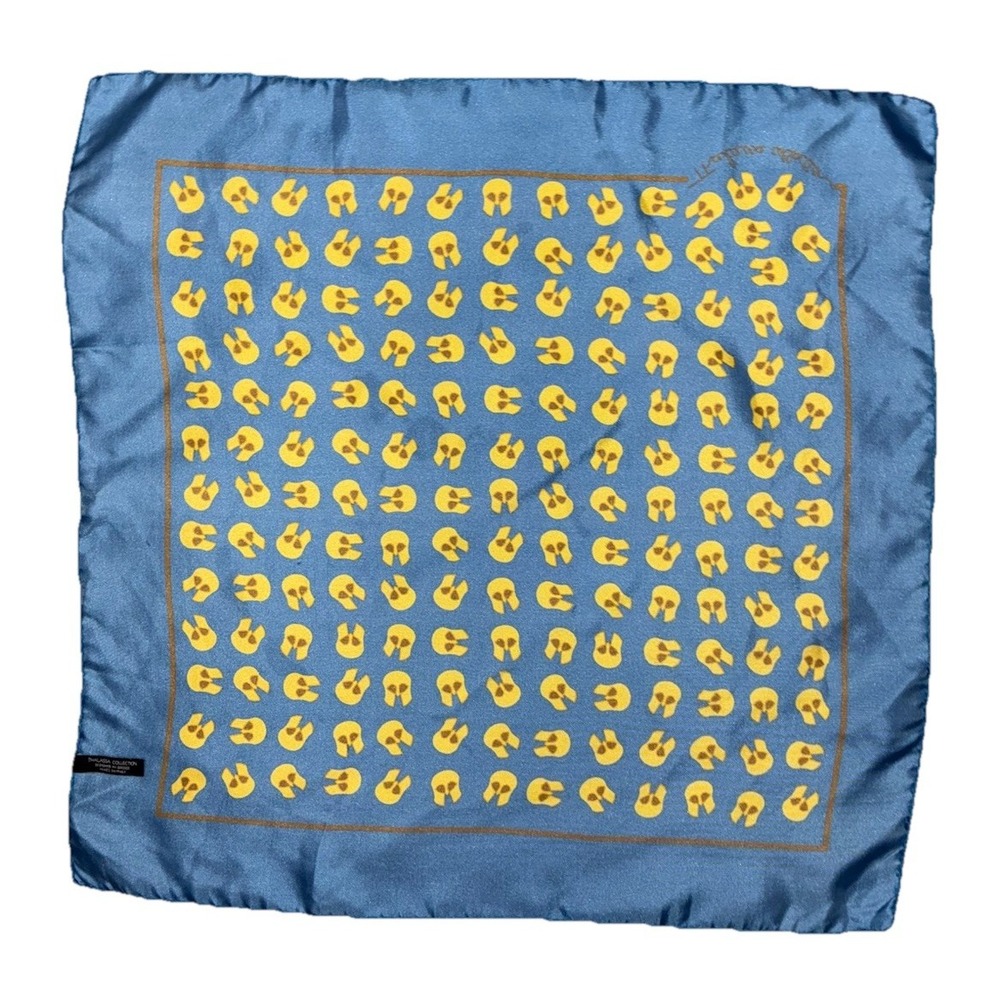 Thalassa‎ Collection Greece Silk Scarf 18x18in Blue Spartan Helmet Print Italy - Picture 2 of 6